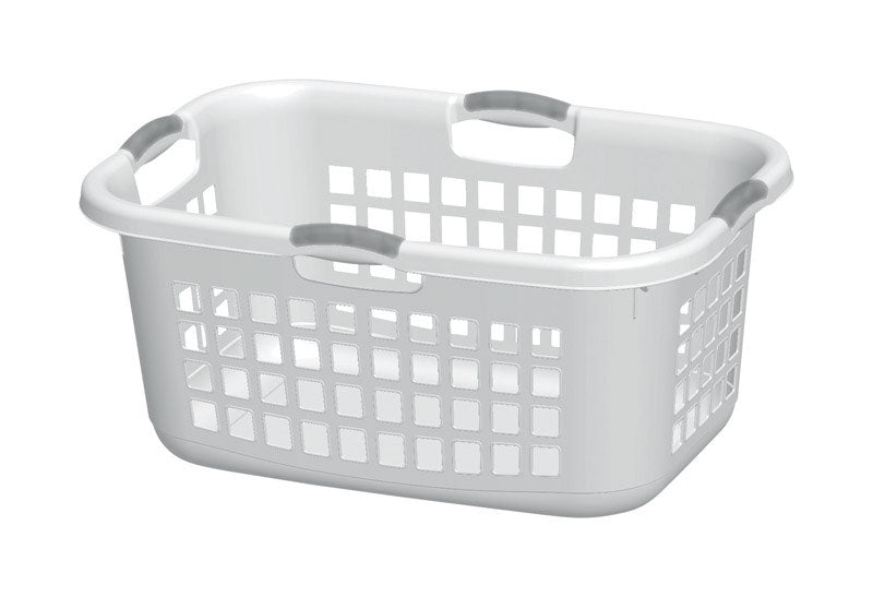 Laundry Basket, White Plastic - 2 Bushels