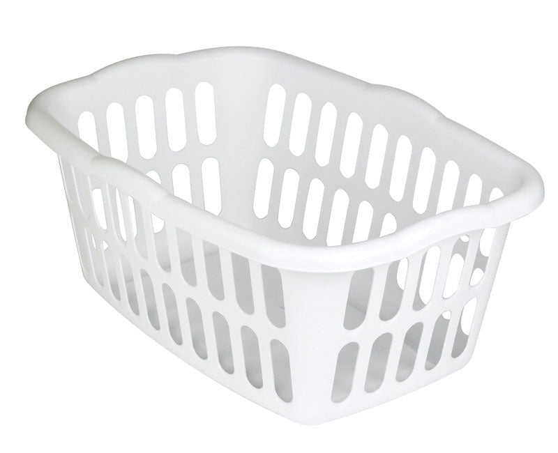 Laundry Basket, White Plastic - 1.5 Bushel