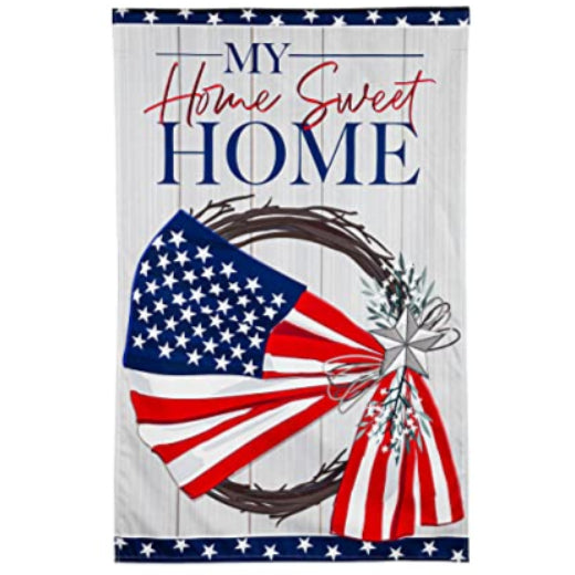 American Flag & Wreath Linen House Flag - 28" x 44"