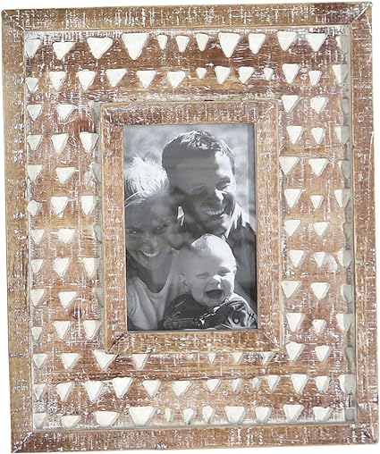 Patterned Natural Wood Whitewash Picture Frame
