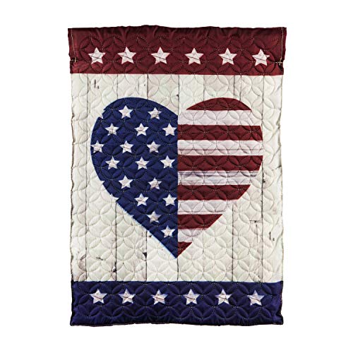 Stars and Stripes Heart Quilted Garden Flag