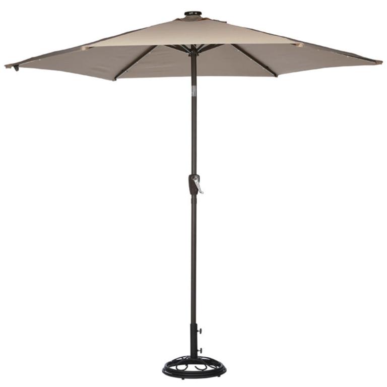 living accents patio umbrella Living Accents Tiltable Lighted Solar Umbrella - 9'