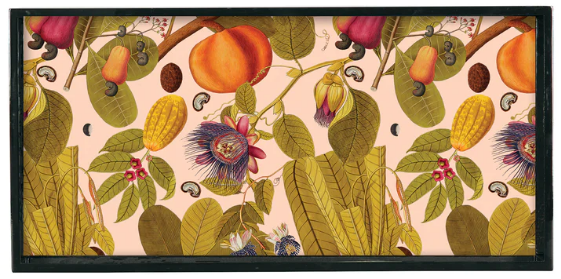 Passion Flora Rectangular Lacquer Art Serving Tray