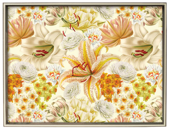 Blooms 15" x 20" Rectangular Lacquer Art Serving Tray