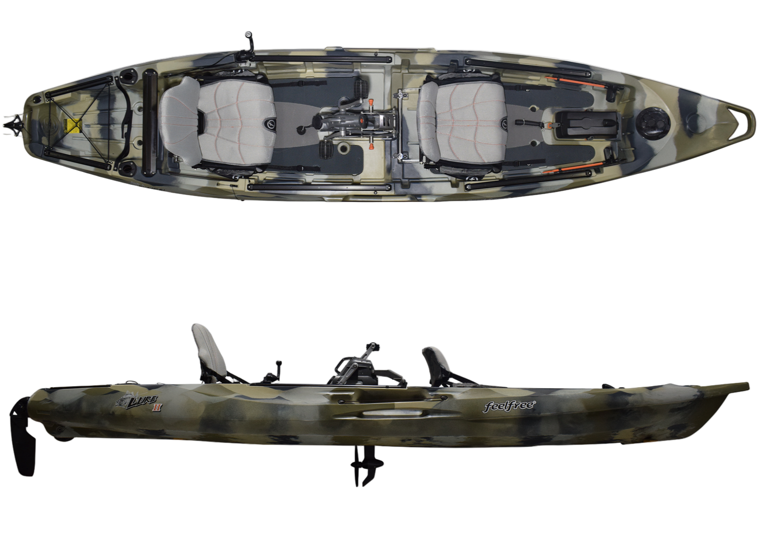 feelfree lure overdrive v2 fishing kayak II Tandem w/ species:Bluefish Daiwa BG Spinning Fishing handed rudder lever control Model:BR-7-W