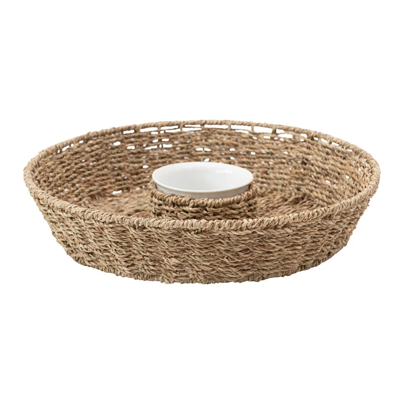 Seagrass Chip & Dip Basket With Bowl