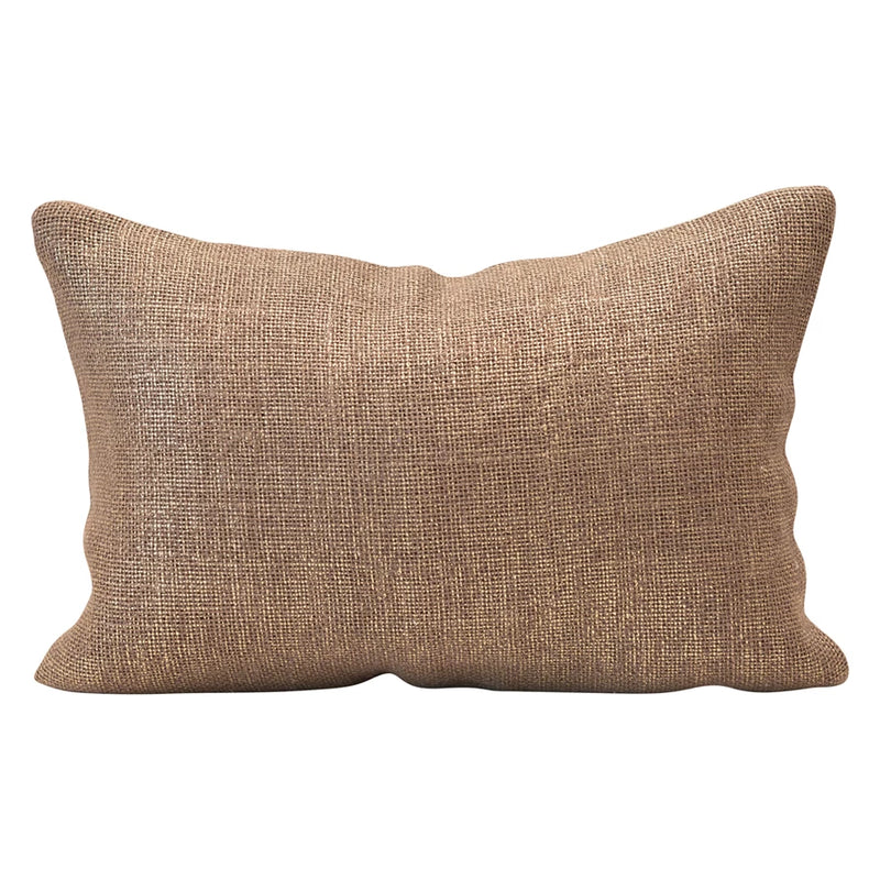 Jute and Cotton Lumbar Pillow with Metallic Thread