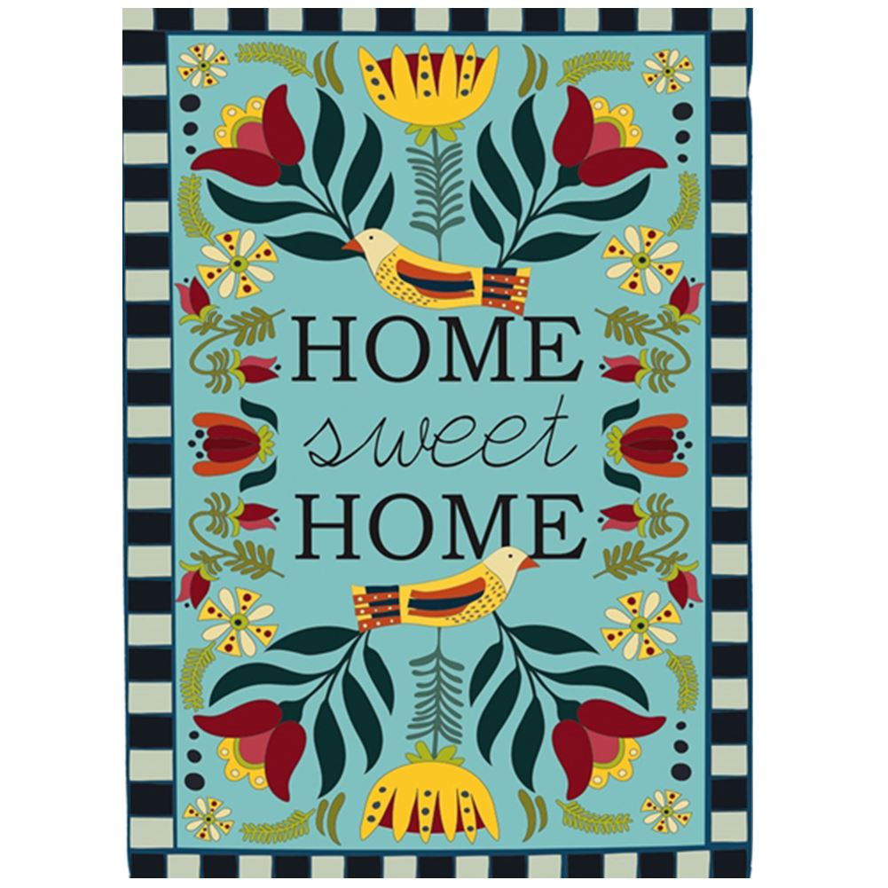 Homespun "Home Sweet Home" Linen House Flag - 28" x 44"