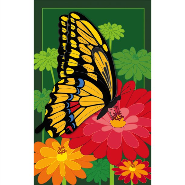Blossoms Butterfly House Applique Flag